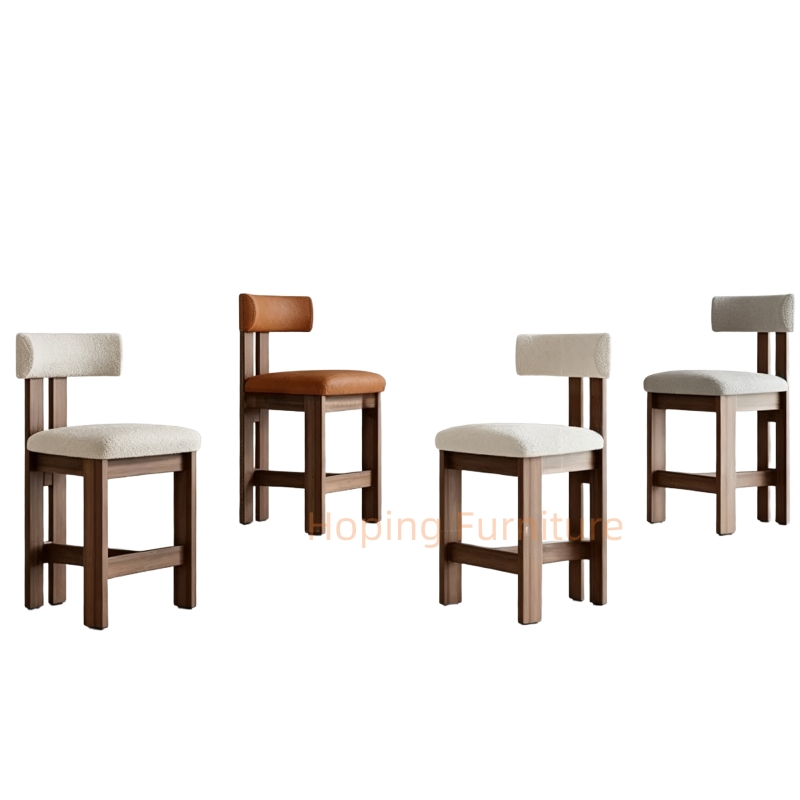 Minimalist Solid Wood Dining Chair White Velvet Upholstered Accent Chair for Home Restaurant Garden Home Bar Furniture High Chair Bar Stools