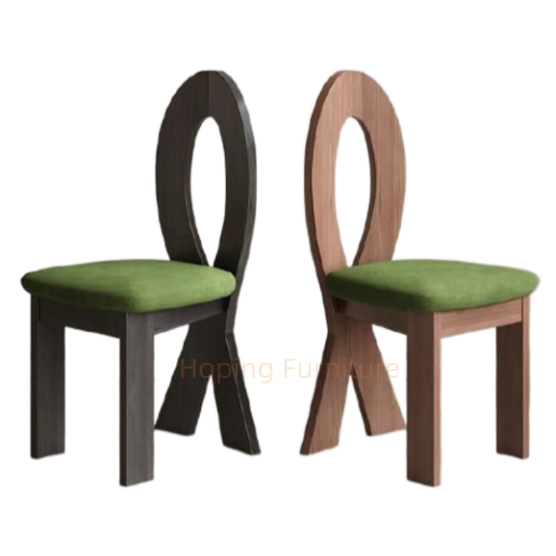 Vintage Sweetheart Shape Dining Chair Solid Wood Frame Polka DOT Fabric Upholstered Accent Chair for Home Cafe