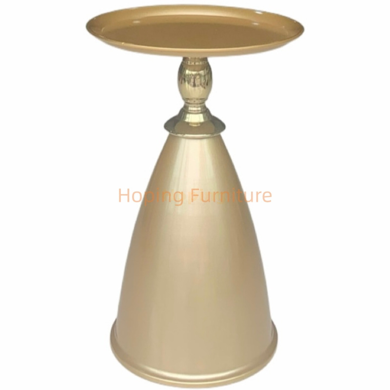 Golden Metal Cone Side Table Blue Stone Top Round Modern Coffee Table