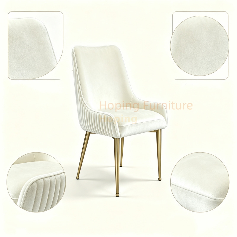 High Quality Upholstered Velvet Dining Chair Gold Leg Luxury Side Chair for Dining Room Stainless Steel Chair with Cushion for Restaurant Banquet Hotel Wedding