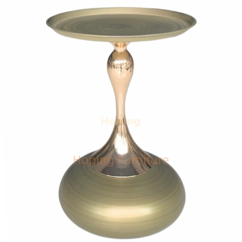 High-End Living Room Round Side Table with Hourglass Curved Leg Studio Coffee Table Matte Silver Metal Side Table