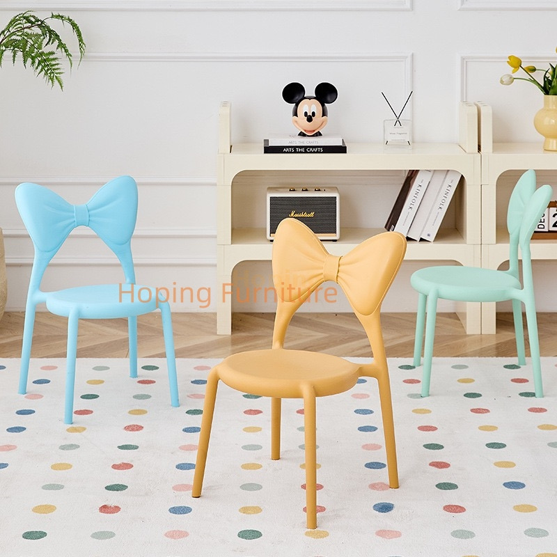 Play Style Plastic Kids Chair Artistic Bow Back Design for Daycare & Kid Party Customized Back Design Pastel Green Wedding Chair for Restaurant Kid Dining Room