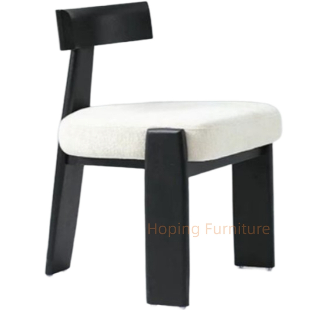 Modern T-Back Black Solid Wood Chair Soft Fabric Padded Seat Dining Chair for Hotel Cafe Household
