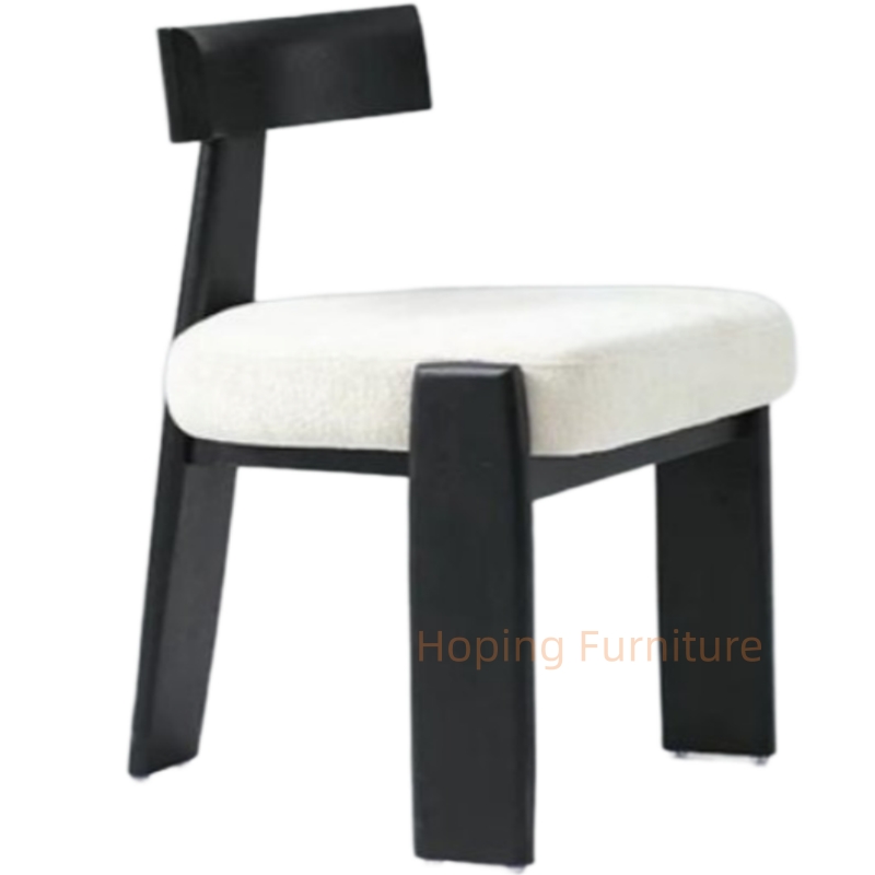 Modern T-Back Black Solid Wood Chair Soft Fabric Padded Seat Dining Chair for Hotel Cafe Household