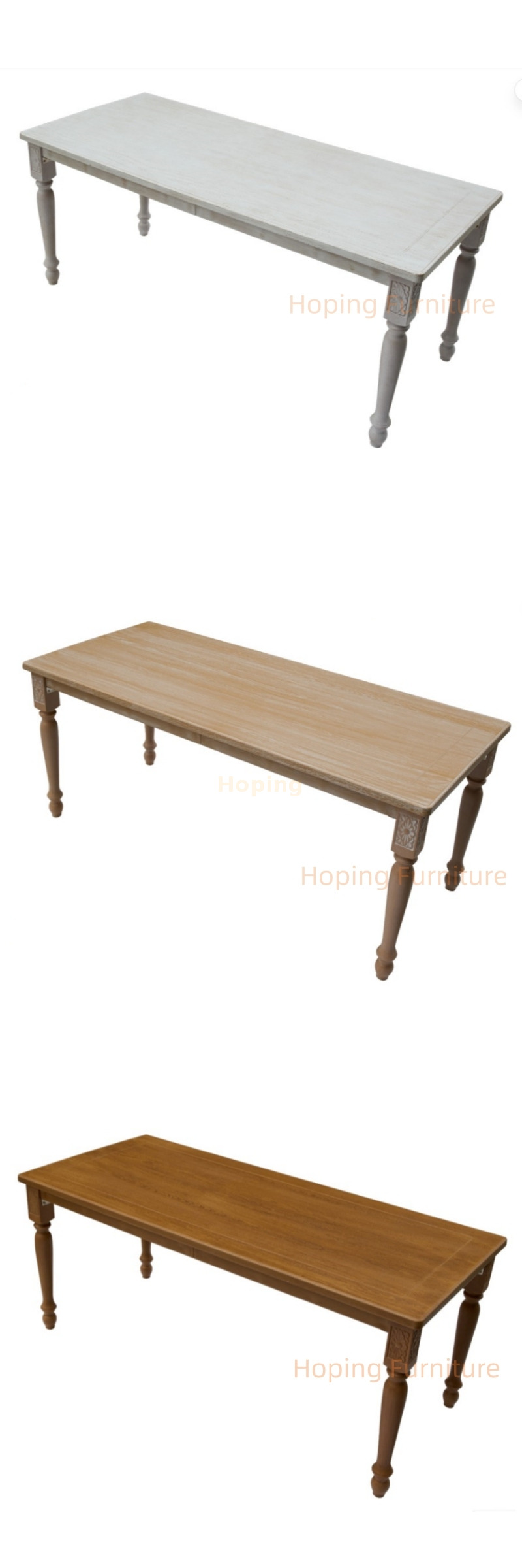 Plastic Rectangular Long Dining Table with Decorative Tapered Legs Vintage Farmhouse Banquet Table for Wedding Rental Restaurant Home Outdoor Table