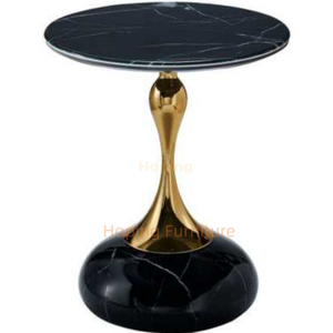 Tripod Curved Leg Black Stone Round Coffee Table Curved Golden Support Side Table Bedroom Nightstand Sofa End Table