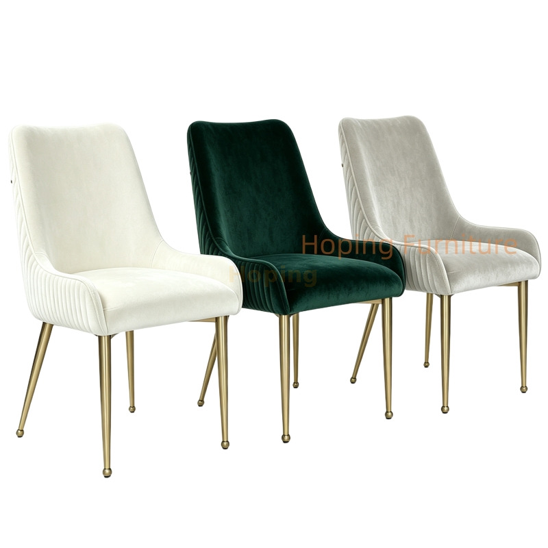 High Quality Upholstered Velvet Dining Chair Gold Leg Luxury Side Chair for Dining Room Stainless Steel Chair with Cushion for Restaurant Banquet Hotel Wedding