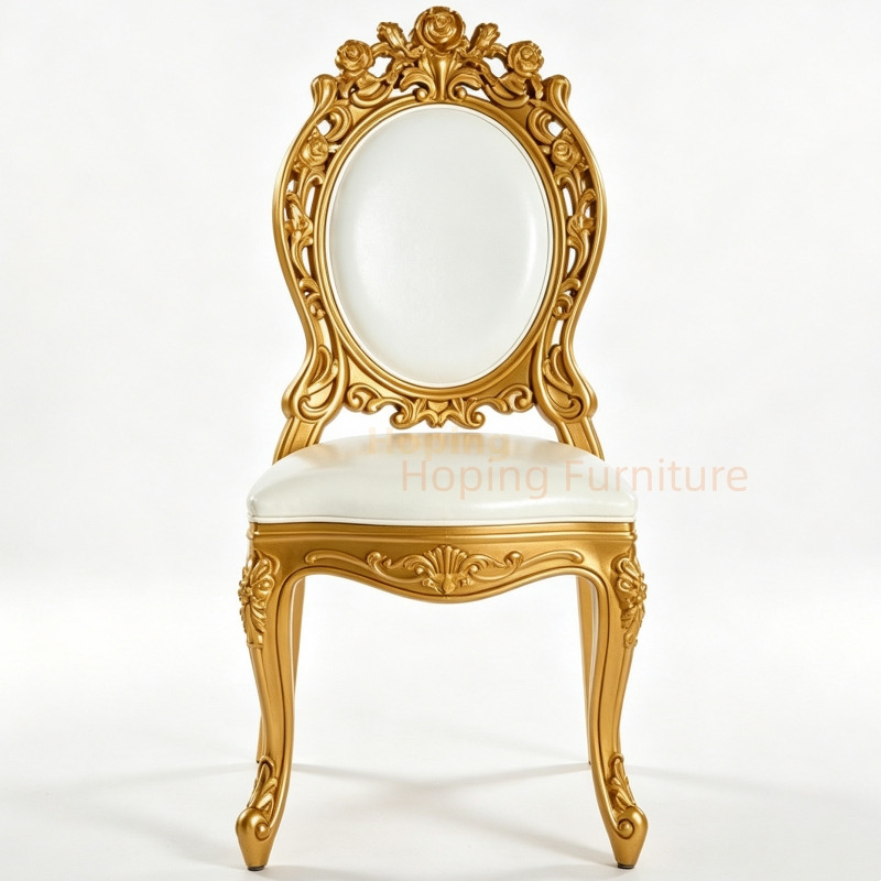 Hot Sale Gold Royal Wedding Chair Luxury Oval Back Event Banquet Dining Chair