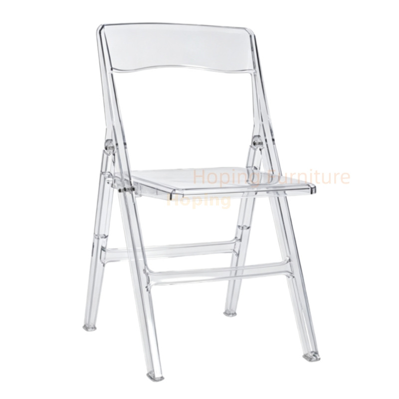 All Acrylic Folding Chair Clear Transparent Event Banquet Chair Elegant Foldable Resin Chair for Weddings and Events