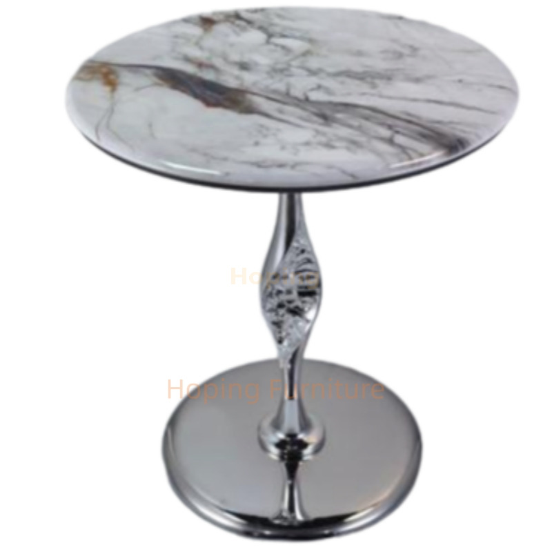 Luxury Round Blue Stone Top with Twisted Gold Metal Base Accent End Table