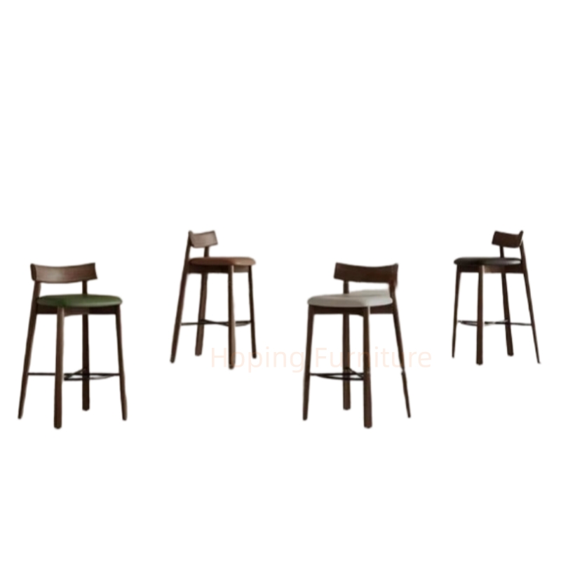 Minimalist Solid Wood Dining Chair White Velvet Upholstered Accent Chair for Home Restaurant Garden Home Bar Furniture High Chair Bar Stools