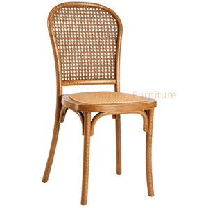 PE Rattan Woven Plastic Bentwood Dining Chair Vintage Bistro Side Chair for Restaurant Events Garden Patio Dining Chair