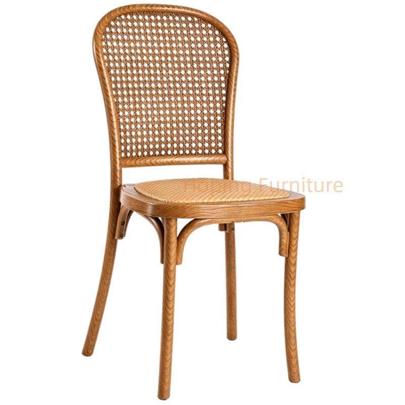 PE Rattan Woven Plastic Bentwood Dining Chair Vintage Bistro Side Chair for Restaurant Events Garden Patio Dining Chair