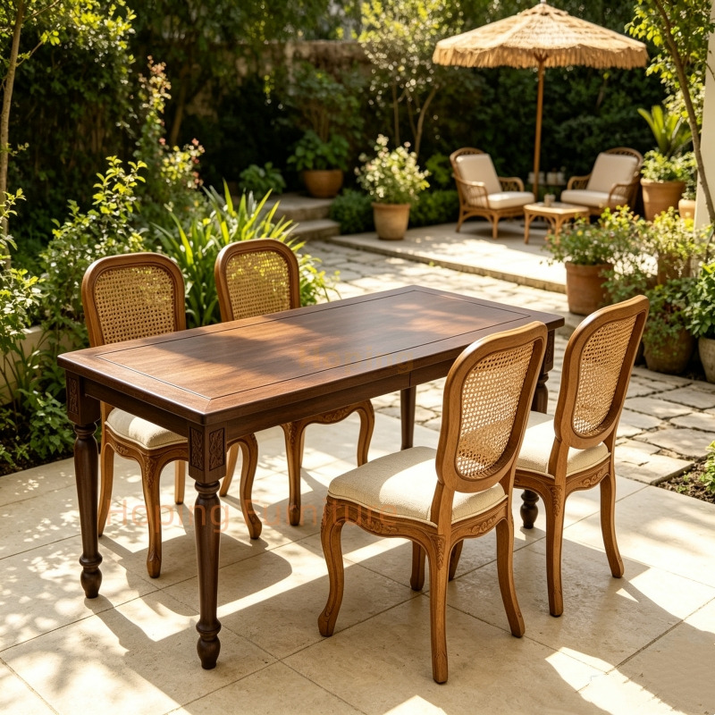 Plastic Rectangular Long Dining Table with Decorative Tapered Legs Vintage Farmhouse Banquet Table for Wedding Rental Restaurant Home Outdoor Table