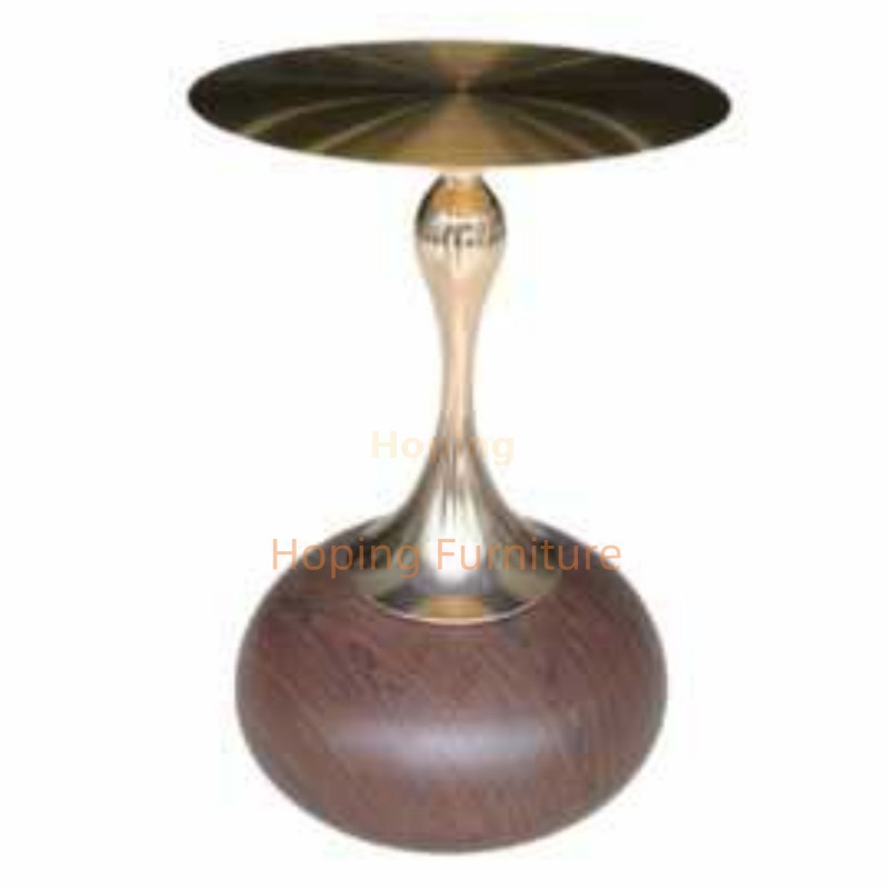 Gloss Black Bubble Base Side Table Sculptural Golden Stem Round Top Decor Side Table