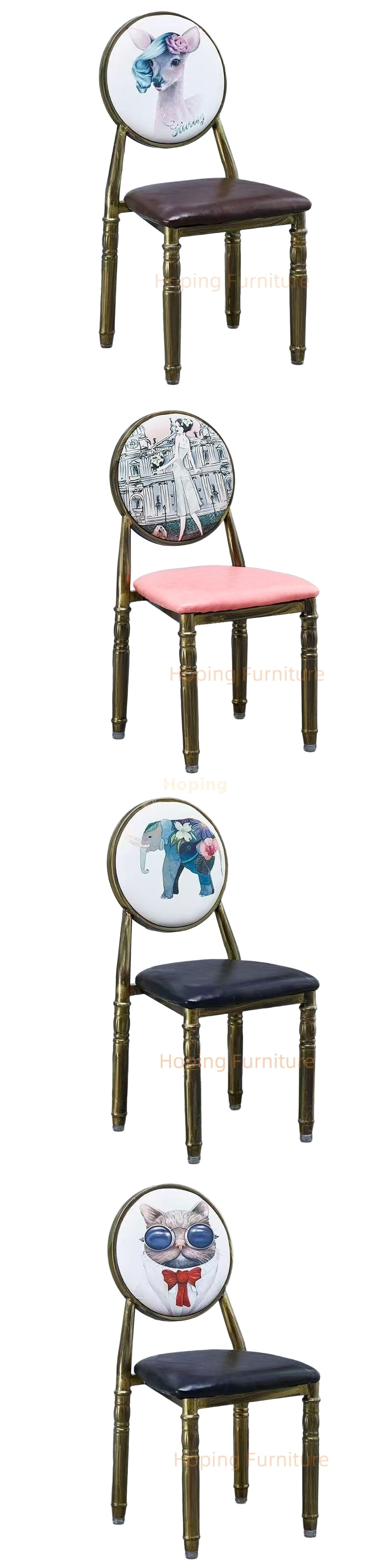 Vintage Distressed European Dining Chairs Retro Upholstered Side Chairs for Milk Tea Nail Salon Cafe Hot Pot BBQ Restaurant Chairs