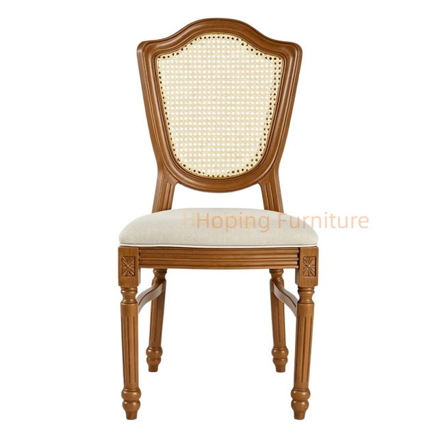 Faux Wood Plastic Dining Chair Imitation Rattan Shield Back Event Chair for Wedding Party Restaurant Outdoor Chair