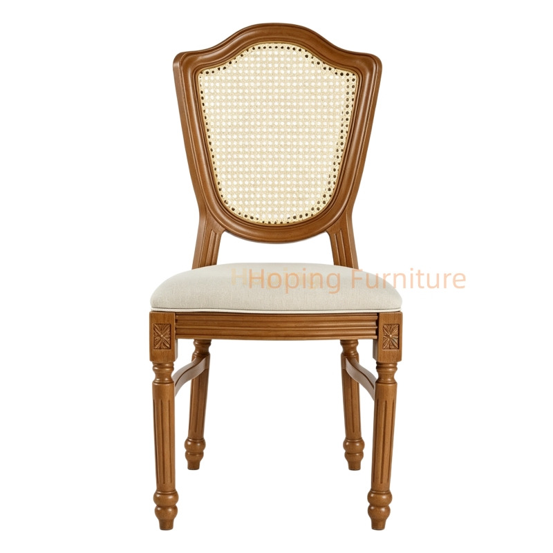 Faux Wood Plastic Dining Chair Imitation Rattan Shield Back Event Chair for Wedding Party Restaurant Outdoor Chair