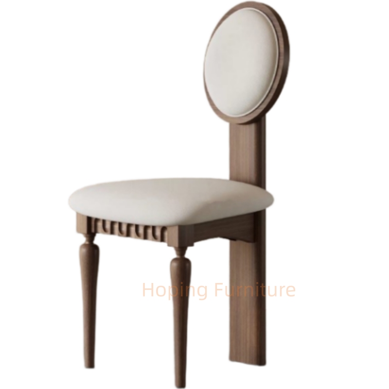 Vintage Sweetheart Shape Dining Chair Solid Wood Frame Polka DOT Fabric Upholstered Accent Chair for Home Cafe