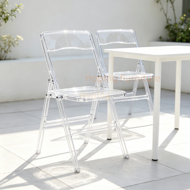 All Acrylic Folding Chair Clear Transparent Event Banquet Chair Elegant Foldable Resin Chair for Weddings and Events