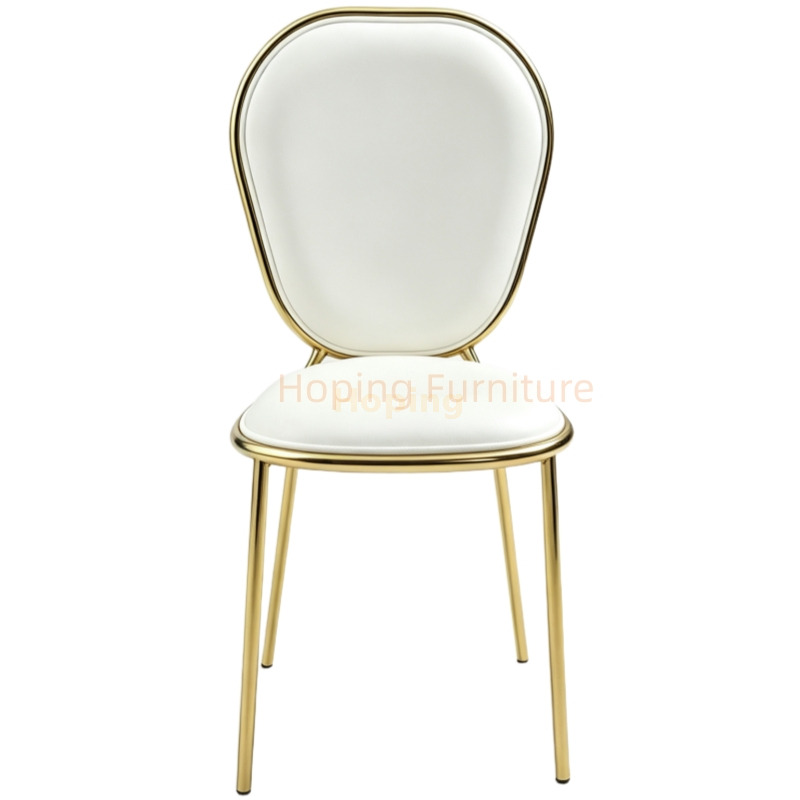 Modern Golden Metal Frame Rounded Curved Back Upholstered Dining Chair Light Quality Classic Chair for Hotel Banquet Wedding Furniture Restaurant Chairs