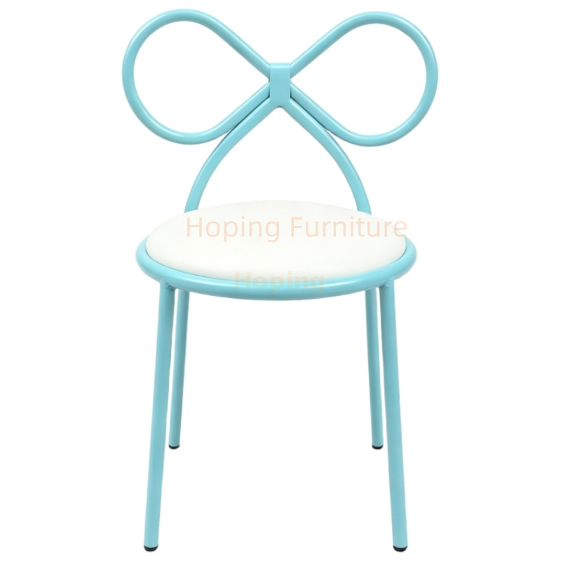 Cute Bow Knot Kids Chair Metal Frame Upholstered Baby Dining Chair Modern Hotel Chairs Restaurant Furniture Garden Cafe Dining Chair