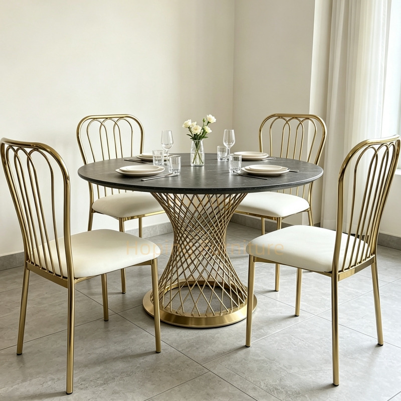 Luxury Wire Back Wedding Chair Gold Frame White PU Leather Iron Event Wedding Dining Chair