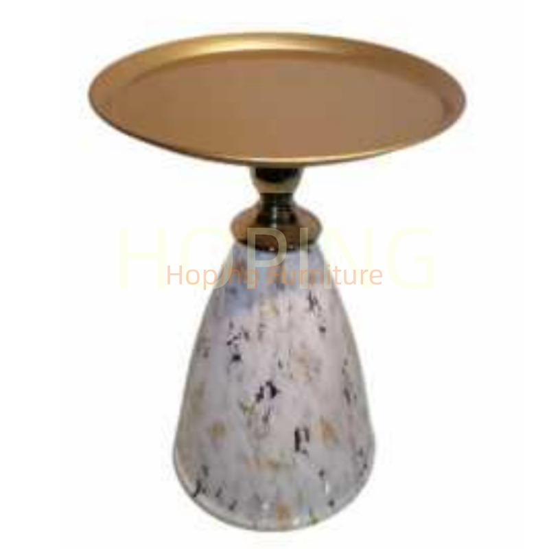 Hotel Room Conner Table Guest Table for Wedding Matte Cream Cone Metal Side Table