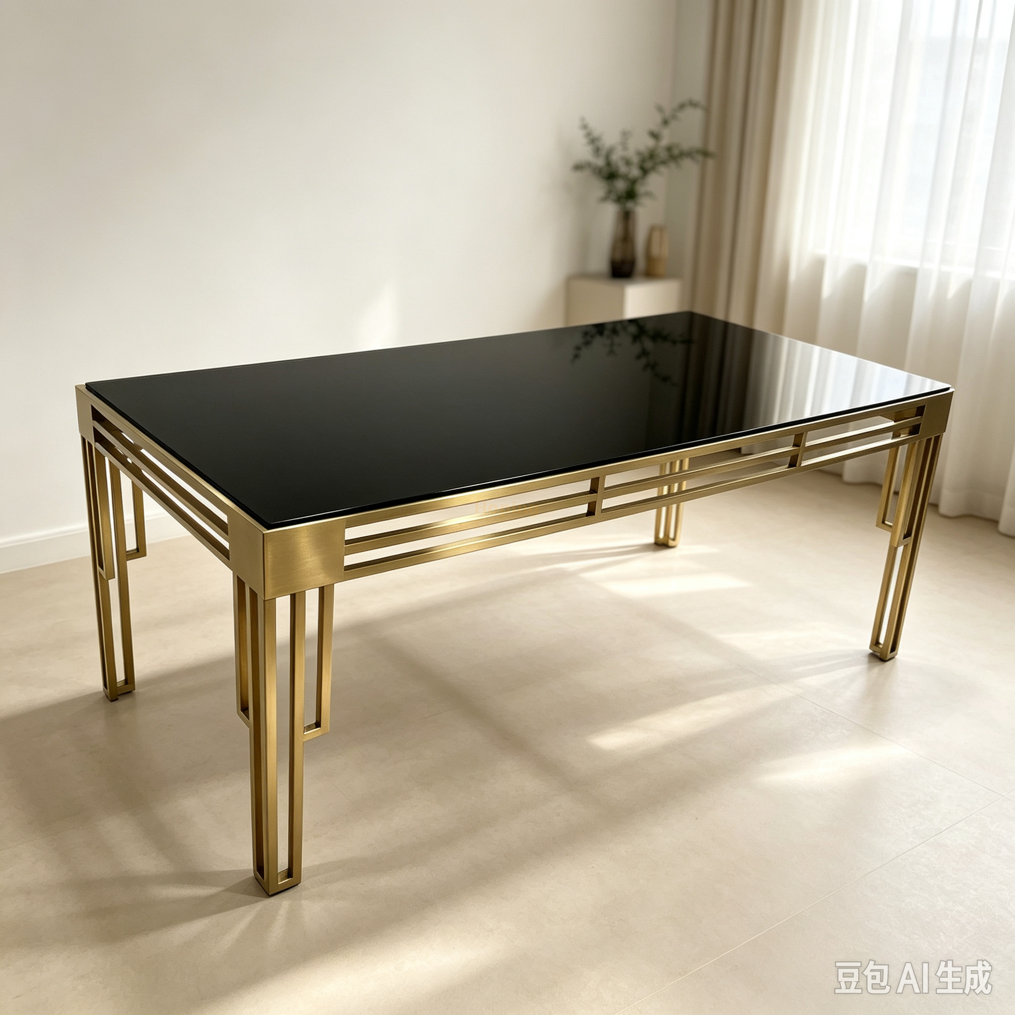 Modern 8FT Glass Top Banquet Table with Golden Stainless Steel Frame Wedding Rectangular Table Seats 12 Guests for Event Restaurant Dining Table